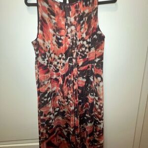 London Times Pink and Black Pleated Maxi Dress